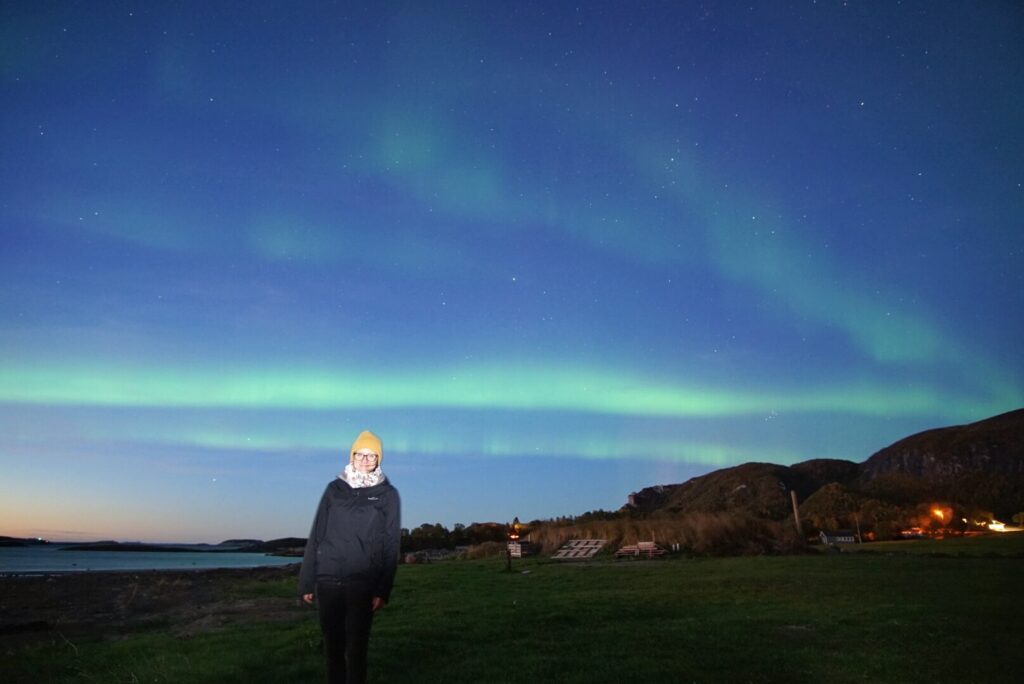 Northern lights with person in Bodø